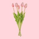 Tulpenstrauß Rosa - 5 Stück - 'Real Touch' Kunsttulpen - 42 cm (rosa)