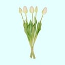 Tulpenstrauß Weiß/Grün - 5 Stück - 'Real Touch' Kunsttulpen - 42 cm (weiß/grün)