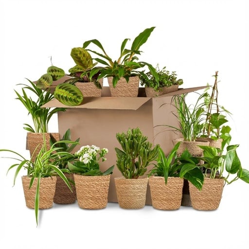 "Green Second Chance Box: Houseplants 12-piece Set - incl. 12 x Seagrass Baskets image"