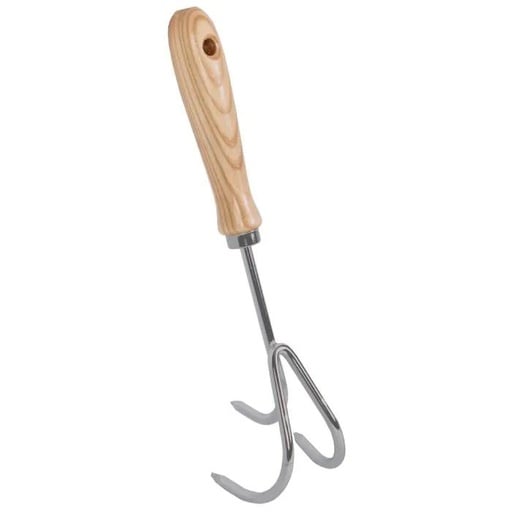 "Handkratzer - 3 Zähne - Verzinkter Stahl - Eschenholzgriff image"