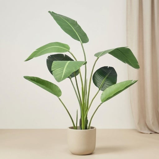 "Strelitzia - 120cm - In zwarte pot - Kunstplant - Artificial plant image"