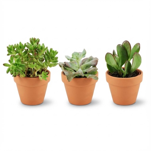 "Mini Sukkulenten Mix - 3 Stück - Ø 8,1 cm - Höhe: 5-10 cm - Terrakottatöpfe image"