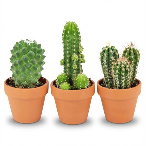 "Mini Kakteen Mix - 3 Stück - Ø 8,1 cm - Höhe: 5-10 cm - Terrakottatöpfe image"