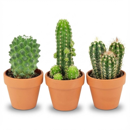 "Kakteen-Mix 3er-Set – pflegeleichte Zimmerpflanzen, Topf-Ø 8,1 cm, Höhe ca. 5–10 cm, im Terrakotta-Topf image"