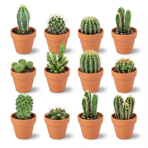"Mini Kakteen Mix - 12 Stück - Ø 8,1 cm - Höhe: 5-10 cm - Terrakottatöpfe image"