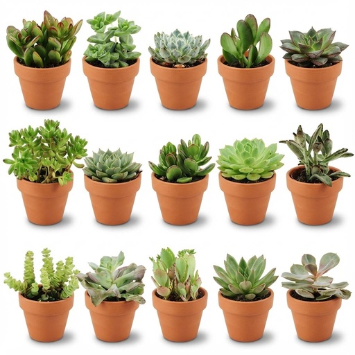"Mini Sukkulenten Mix - 15 Stück - Ø 8,1 cm - Höhe: 5-10 cm - Terrakottatöpfe image"