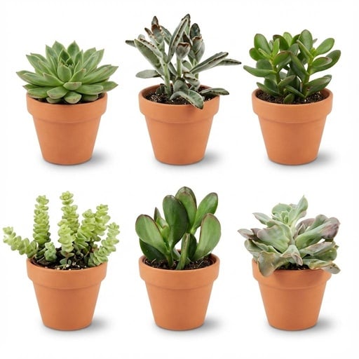"Mini Sukkulenten Mix - 6 Stück - Ø 8,1 cm - Höhe: 5-10 cm - Terrakottatöpfe image"