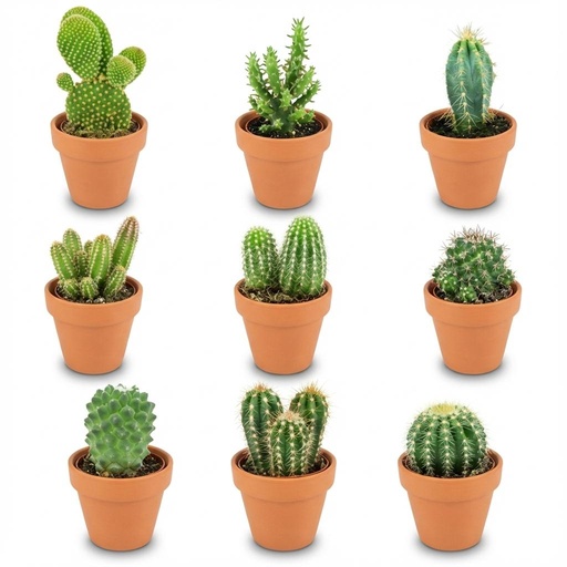 "Mini Kakteen Mix - 9 Stück - Ø 8,1 cm - Höhe: 5-10 cm - Terrakottatöpfe image"