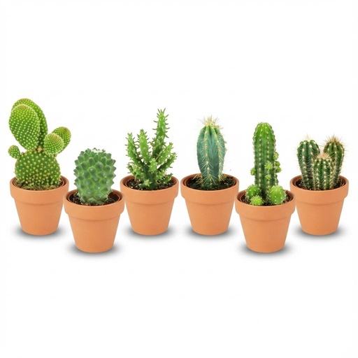 "Mini Kakteen Mix - 6 Stück - Ø 8,1 cm - Höhe: 5-10 cm - Terrakottatöpfe image"