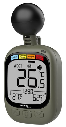 "EA3060 WBGT-Messgerät – Hitzestress-Monitor mit Temperatur- & Luftfeuchtigkeitsanzeige, WBGT-Warnsystem, Indoor/Outdoor, Alarmfunktion, ideal für Sport, Arbeit & Outdoor image"