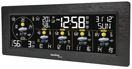 "WD3050 WLAN WetterDirekt-Station mit App (Smart Life) – 5-Tage-Vorhersage, Farb-LCD, Außensensor, Temperatur, Luftdruck, UV-Index & DCF77-Funkuhr image"