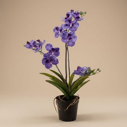 "Orchidee Vanda kunstplant 60 cm - Paars - In pot - Artificial plant image"