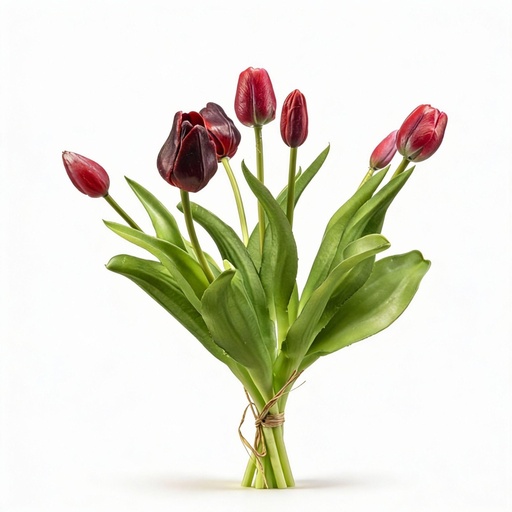 "Tulpenstrauß - Dunkelrot - ‘Real Touch’ Kunsttulpen - 7 Stiele - 42 cm image"