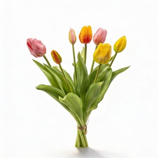 "Tulpenstrauß - Bunte Mischung - ‘Real Touch’ Kunsttulpen - 7 Stiele - 42 cm image"
