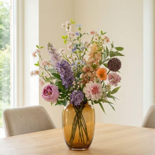"Kunstblumen Bukett - Pastell Wiese Deluxe - Real Touch - 15 Stiele - ↑ 100 cm image"