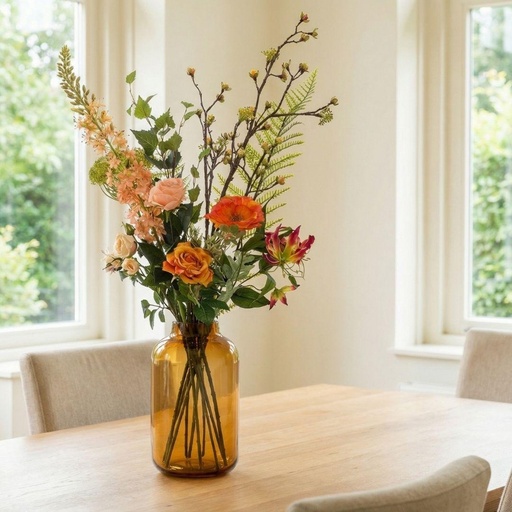 "Kunstblumenstrauß - Amber Peach Deluxe - Real Touch - 12 Stiele - Höhe ca. 105 cm image"