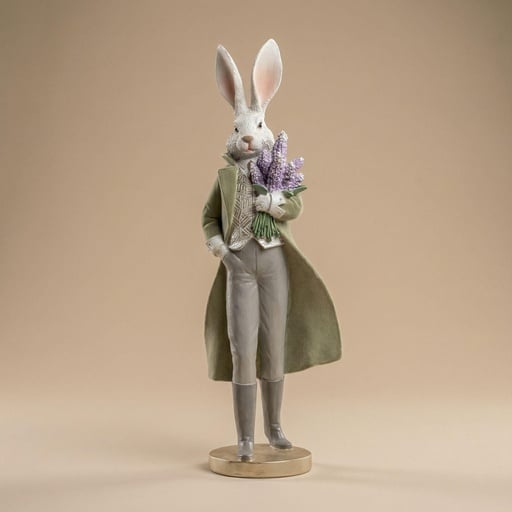 "Osterhase Figur - Hasen Gentleman mit Blumen - ↑ 51 cm image"