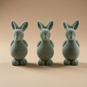 3x Osterhase Dekoration - Grüner Samt - ↑ 12,5 cm