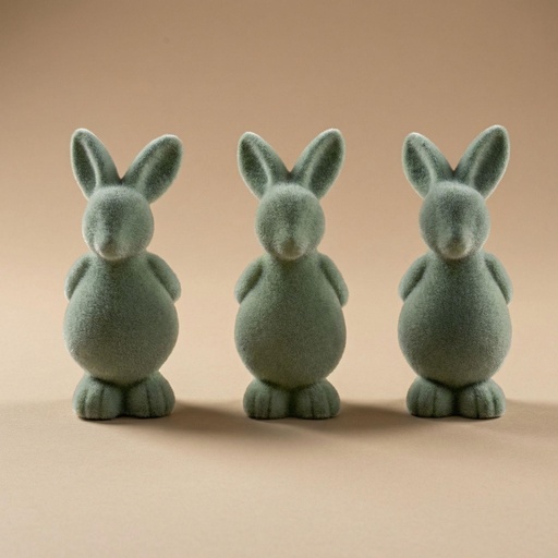 "3x Osterhase Dekoration - Grüner Samt - ↑ 12,5 cm image"