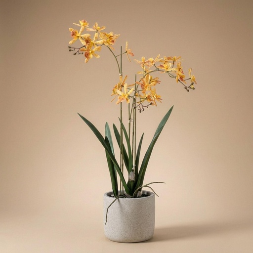 "Renanthera Orchidee Gelb & Orange im Topf - 56 cm - Kunstpflanze image"
