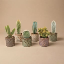Kaktus-Set 6 Stück mit Mini-Keramiktöpfen Madrid