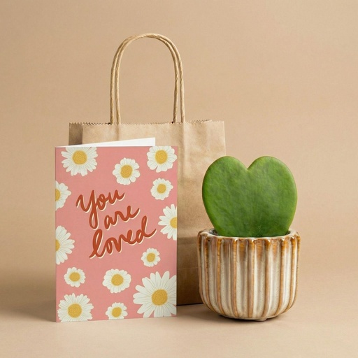 "Cadeauset - Love Set - Hartjesplant, pot, wenskaart & geschenktasje image"