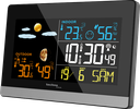 WS6455 Wetterstation mit Außensensor, DCF-77 Funkuhr, Wettervorhersage, Innen- & Außentemperatur, Luftfeuchtigkeit, Mondphase, MIN/MAX, Frostalarm, 2 Wecker, farbiges LCD