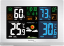 WS6462 Funkwetterstation mit Außensensor, Farbdisplay, DCF-Funkuhr, Wettervorhersage, Innen- & Außentemperatur, Luftfeuchtigkeit, Luftdruck, Mondphase, Wecker, silber