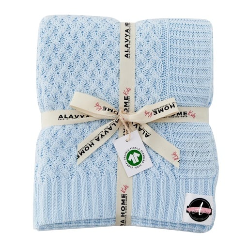 "Alavya Home Babydecke 75x100 cm GOTS Bio-Baumwolle - Blau image"