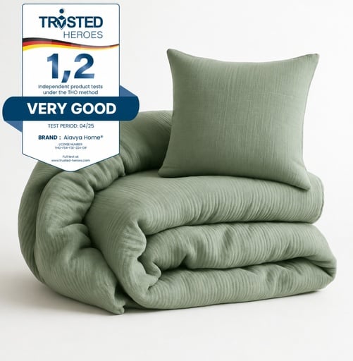 "Alavya Home Kinderbettwäsche 135x100 cm Baumwolle - 2er-Set, Khaki image"