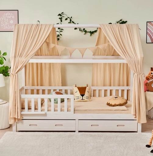 "Alavya Home Dekoset aus 100% Bio-Musselin Baumwolle | 125x350cm Beige image"