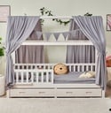 Alavya Home Dekoset aus 100% Bio-Musselin Baumwolle | 125x350cm Grau