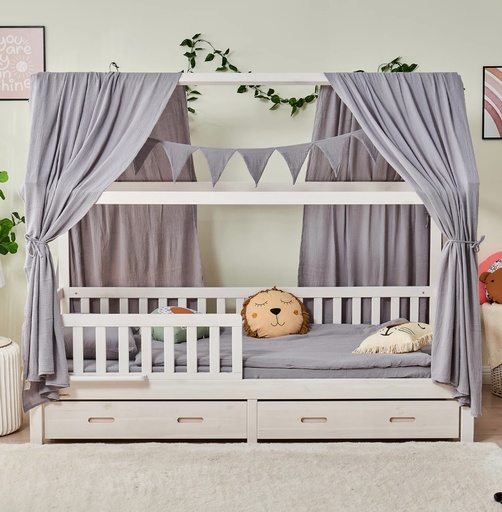 "Alavya Home Dekoset aus 100% Bio-Musselin Baumwolle | 125x350cm Grau image"