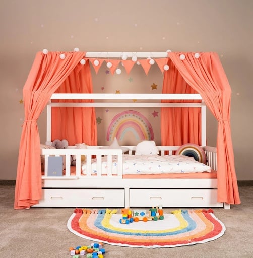 "Alavya Home Deko-Set Musselin 125x350 cm Bio-Musselin Baumwolle - Rosa image"