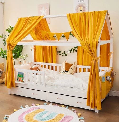 "Alavya Home Deko-Set Musselin 125x350 cm Bio-Musselin Baumwolle - Senfgelb image"