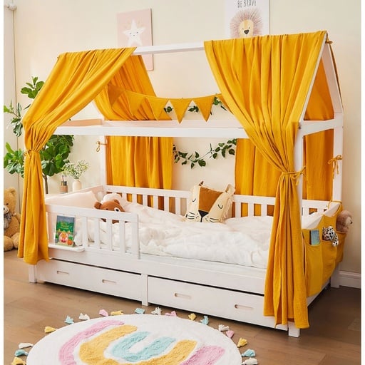 "Alavya Home Deko-Set Musselin 125x350 cm Bio-Musselin Baumwolle - Senfgelb image"