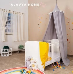 Alavya Home Baldachin Betthimmel 250x50 cm Bio-Musselin Baumwolle - Grau
