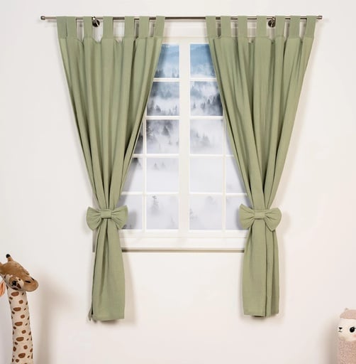 "Alavya Home Vorhänge Schlaufen 100x150 cm Baumwolle - 2er-Set, Khaki image"
