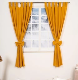 Alavya Home Vorhänge Schlaufen 100x150 cm Baumwolle - 2er-Set, Senfgelb