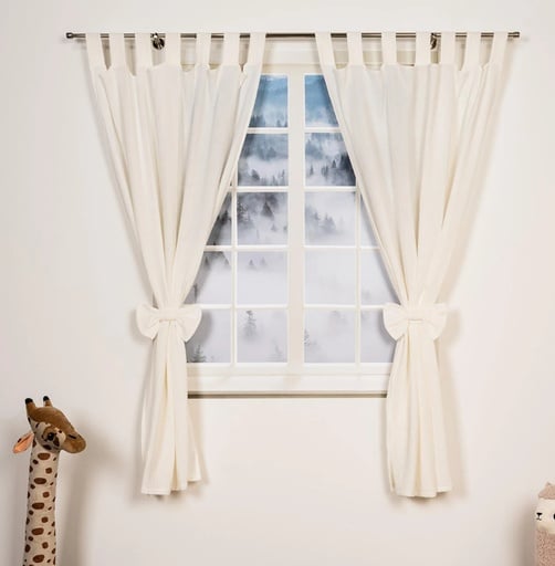 "Alavya Home Vorhänge Schlaufen 100x150 cm Baumwolle - 2er-Set, Weiß image"