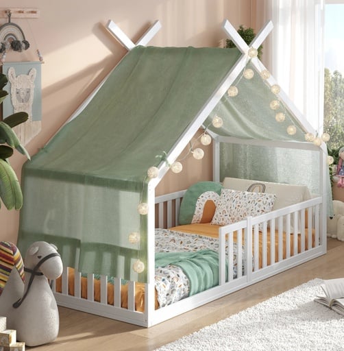 "Alavya Home Bodenbett DREAM 80x160 cm Buche - Khaki image"