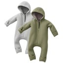 Alavya Home Walkoverall 86/92 Bio-Schurwolle - 2er-Set, Khaki und Grau