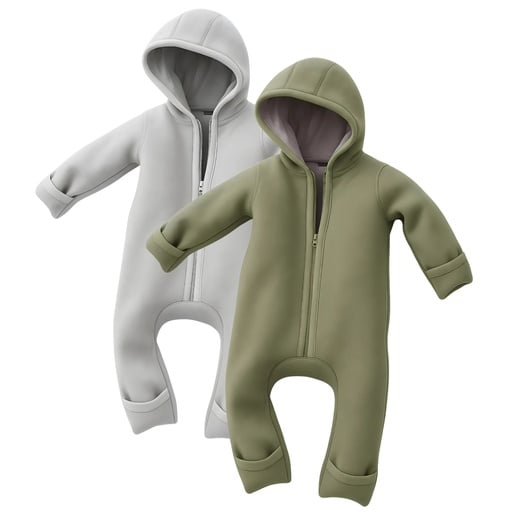 "Alavya Home Walkoverall 86/92 Bio-Schurwolle - 2er-Set, Khaki und Grau image"