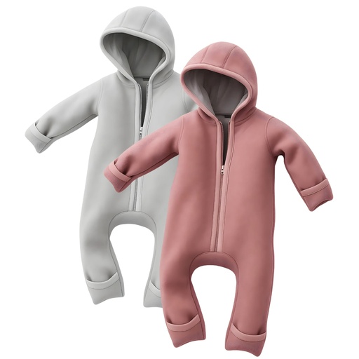 "Alavya Home Walkoverall 74/80 Bio-Schurwolle - 2er-Set, Rosa + Grau image"