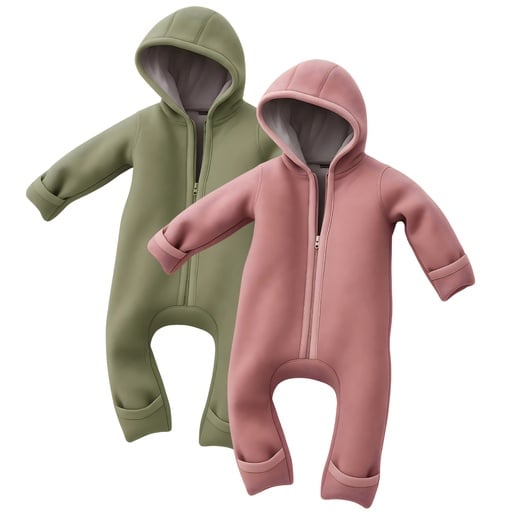 "Alavya Home Walkoverall 98/104 Bio-Schurwolle - 2er-Set, Rosa + Khaki image"
