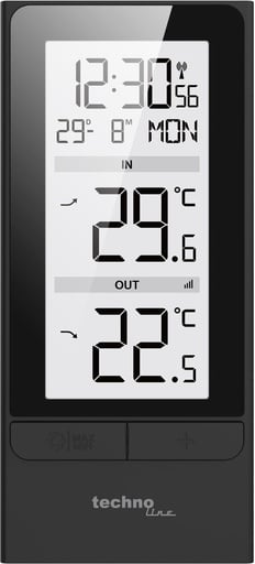 "WS9787 digitale Temperaturstation mir Innen- und Außentemperatur, Uhrzeit (Funk), Datum, Wochentag und Wettertendenzanzeige image"
