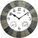 WT7015 Outdoor Wanduhr mit Thermometer und Hygrometer, analoge Gartenuhr für Terrasse und Balkon, Temperatur- und Luftfeuchtigkeitsanzeige, Quarzuhr, 1 x AA exklusive