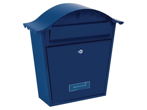 "Wandmontierter Außenbriefkasten Paris in Blau mit Namensschild und Schloss, feuerverzinkter Stahlbriefkasten mit 2 Schlüsseln und Montagezubehör image"