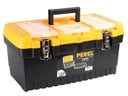 großer Werkzeugkoffer 31,4L mit herausnehmbarer Ablage und 3 Deckelorganizern, langlebiger Polypropylen-Werkzeugkoffer mit Metallverschlüssen und klappbarem Griff