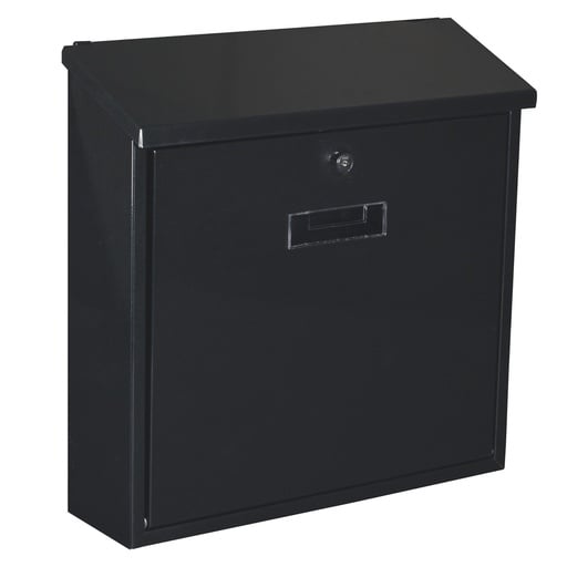 "Wandbriefkasten Monaco für den Außenbereich in Schwarz mit Namensschild und Schloss, Metallbriefkasten inklusive 2 Schlüsseln und Montagezubehör image"